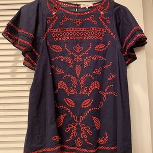 Blouse navy blue and red designs
